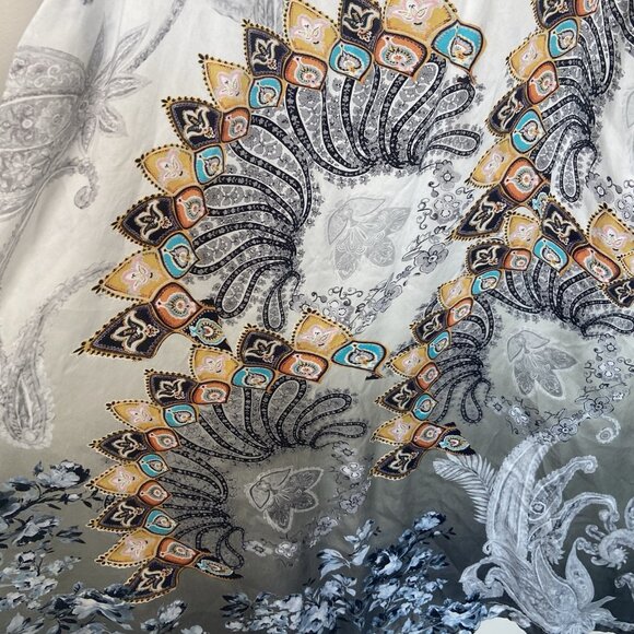 Soft Surroundings Boho Paisley Floral Column Maxi Dress Grey Medium Whimsigoth - Picture 2 of 14